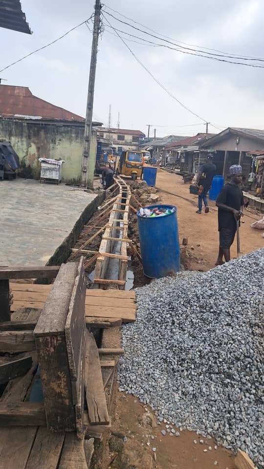 Re-construction of damaged drainage wall at Abolore street